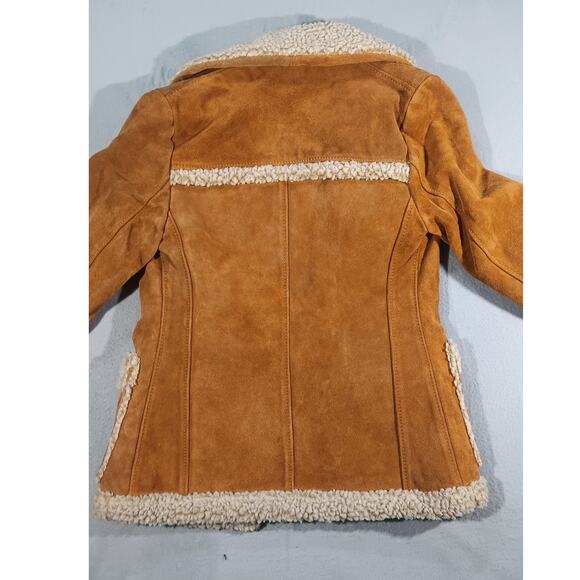 Vintage 70's Schott Rancher Shearling Coat Women 6 Suede Western Sherpa Jacket - Picture 6 of 8